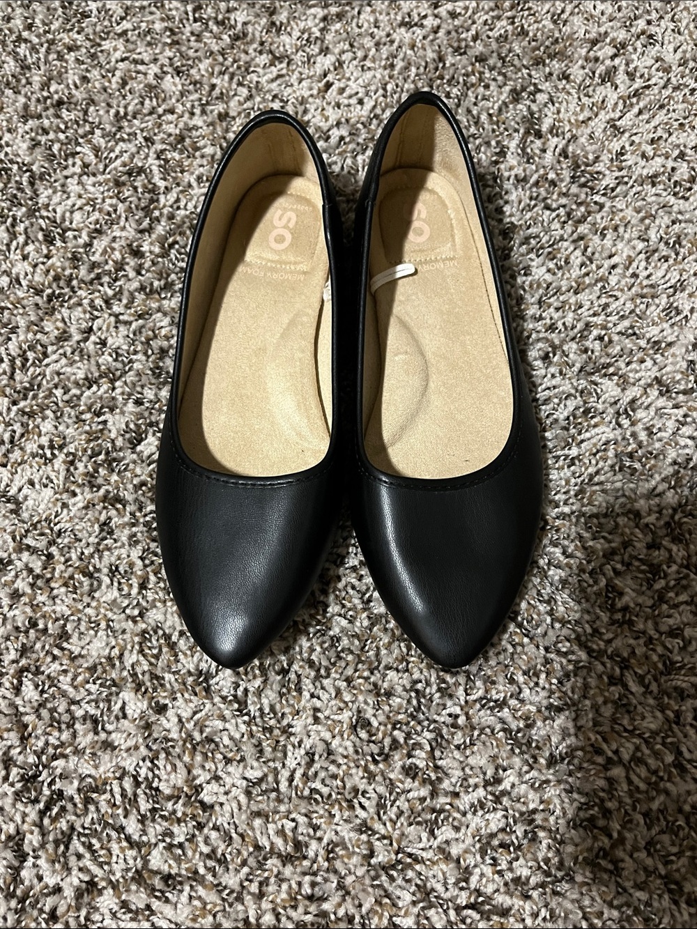SO Black Pointed Ballet Flats